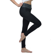 As meninas da melhor qualidade que vestem calças da ioga do waistband do contraste das calças da ioga para meninas